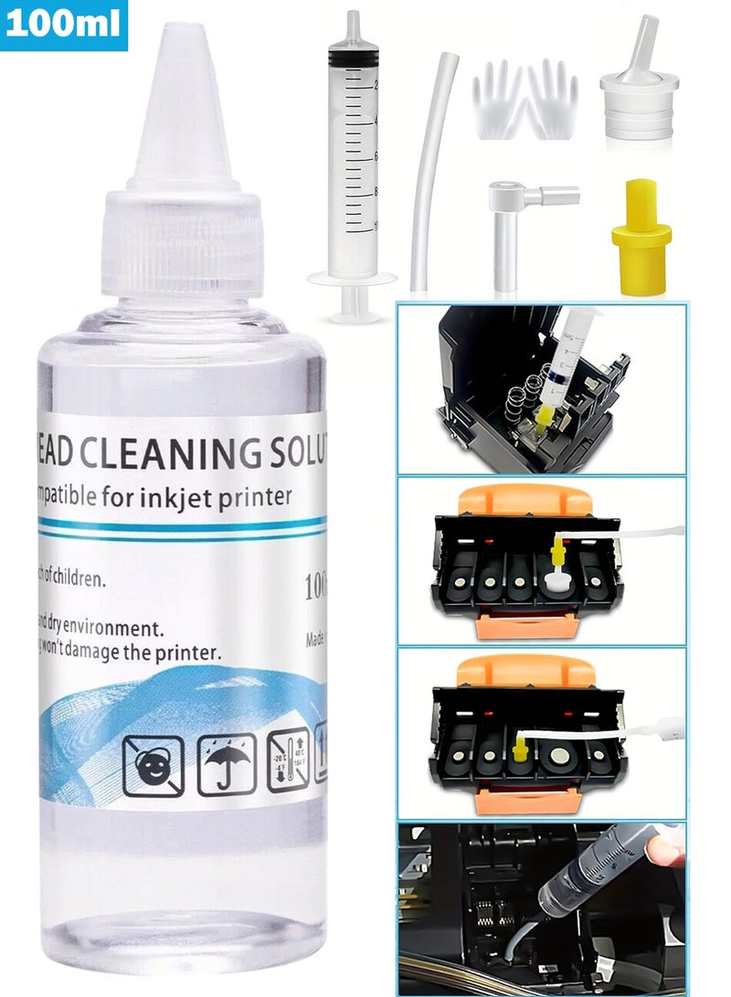 100ml Printhead Cleaning Kit Printer Cleaner Solution with Nozzles Works for Epson HP Brother Canon Inkjet Printer Head Cleaning Liquid - Image 1