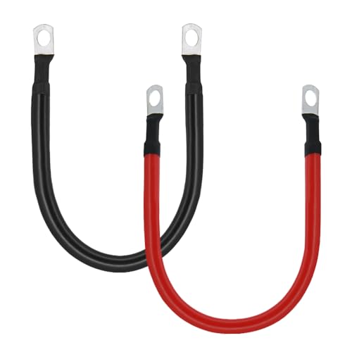 KEDAKEJI 2 AWG 2 Gauge Red + Black Pure Copper Battery Cables Power Inverter Wire Set for Solar, RV, Car, Boat, Automotive 12in 3/8 in Lugs (2PCS) - Image 1