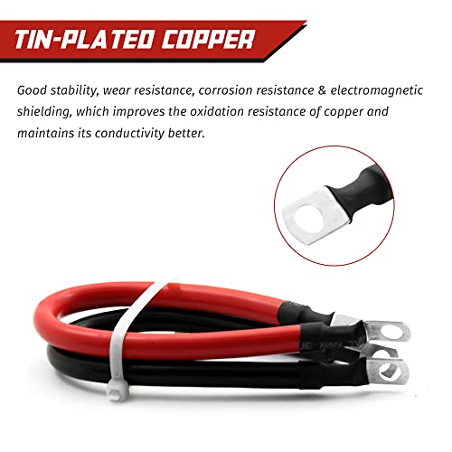 KEDAKEJI 2 AWG 2 Gauge Red + Black Pure Copper Battery Cables Power Inverter Wire Set for Solar, RV, Car, Boat, Automotive 12in 3/8 in Lugs (2PCS) - Image 3