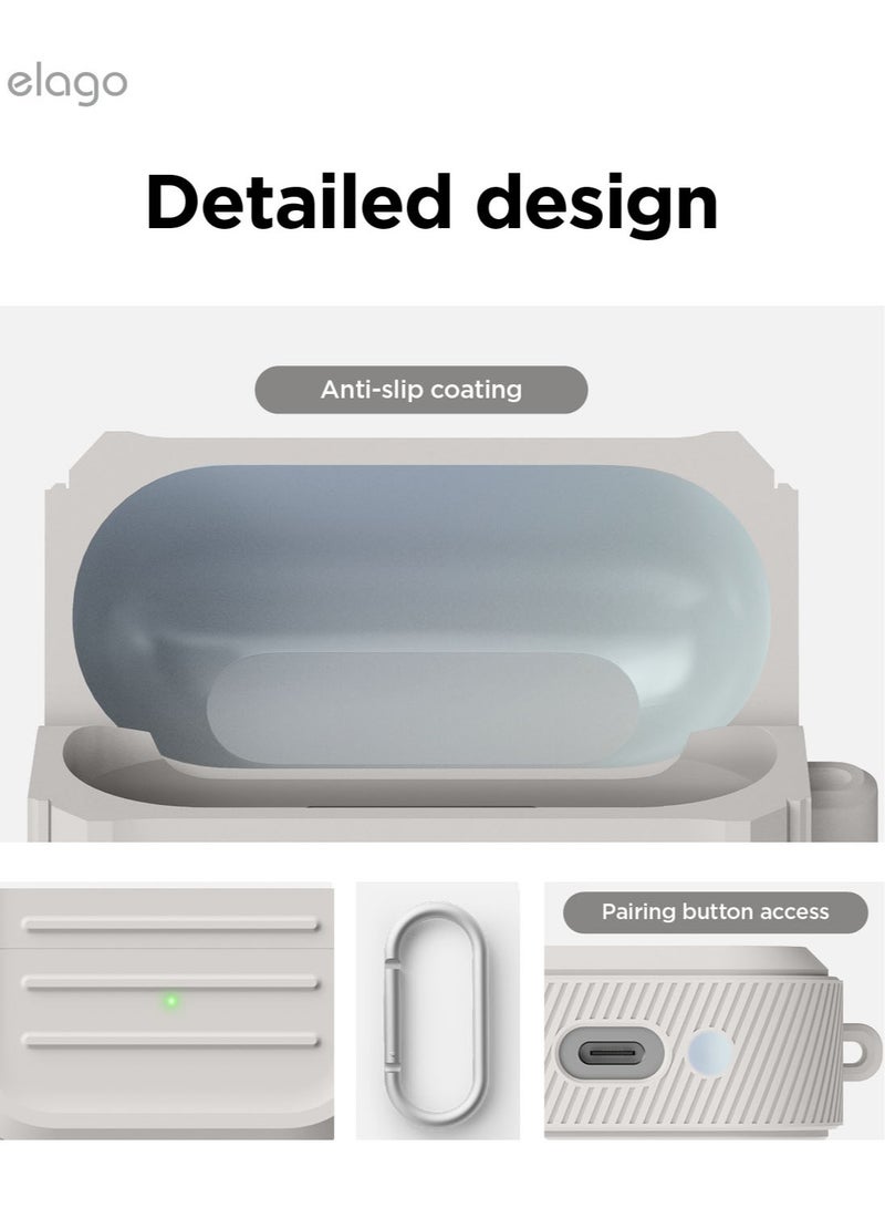 Elago Armor Hang for Samsung Galaxy Buds3 and Galaxy Buds 3 Pro Case Cover with Carabiner - Stone - Image 5