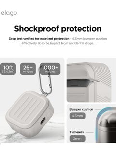 Elago Armor Hang for Samsung Galaxy Buds3 and Galaxy Buds 3 Pro Case Cover with Carabiner - Stone  - Image 3