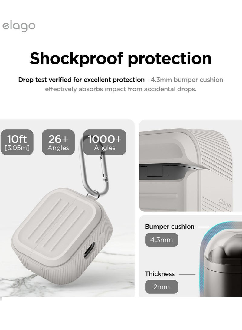 Elago Armor Hang for Samsung Galaxy Buds3 and Galaxy Buds 3 Pro Case Cover with Carabiner - Stone - Image 3