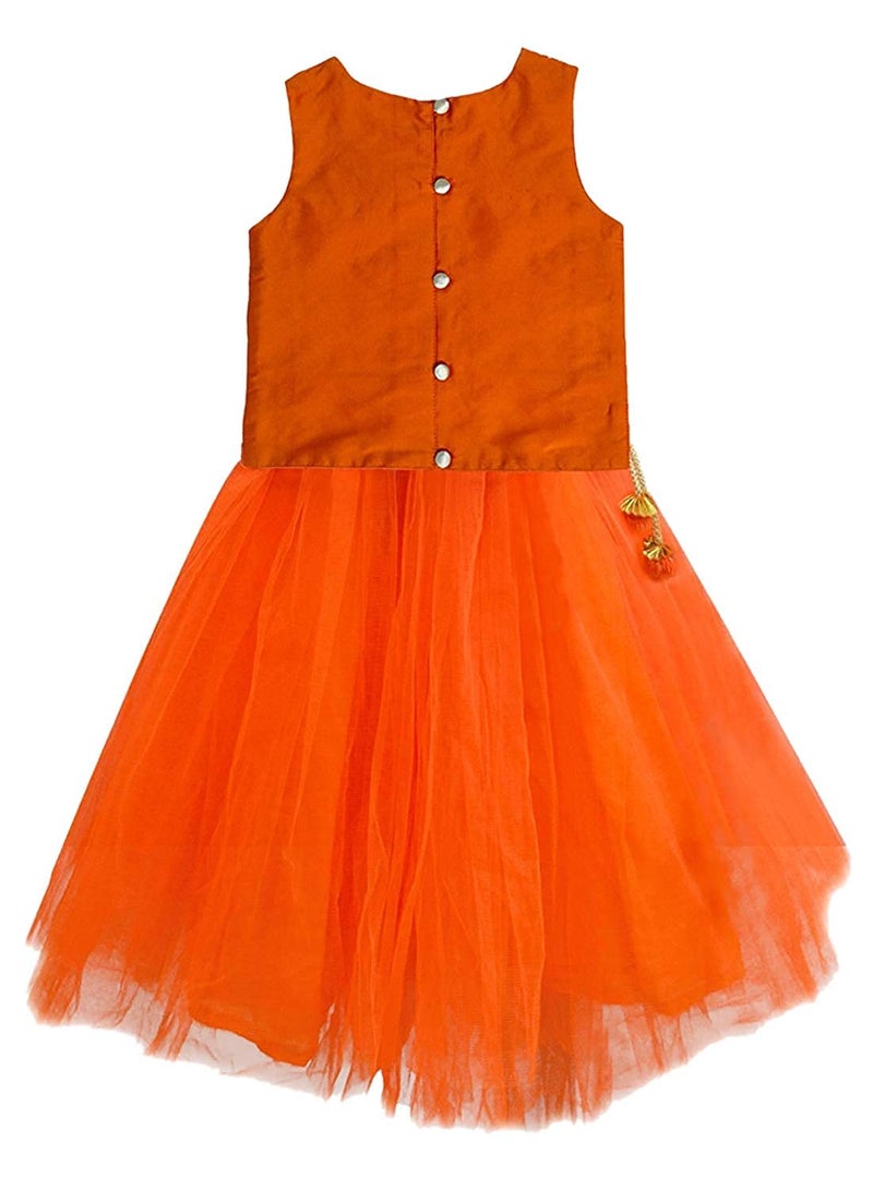 A.T.U.N. (ALL THINGS UBER NICE) Baby-Girls Synthetic Readymade Ghagra Choli And Dupatta Set (Glhg Taf Org_Multi-Orange_1-2 Years) - Image 2