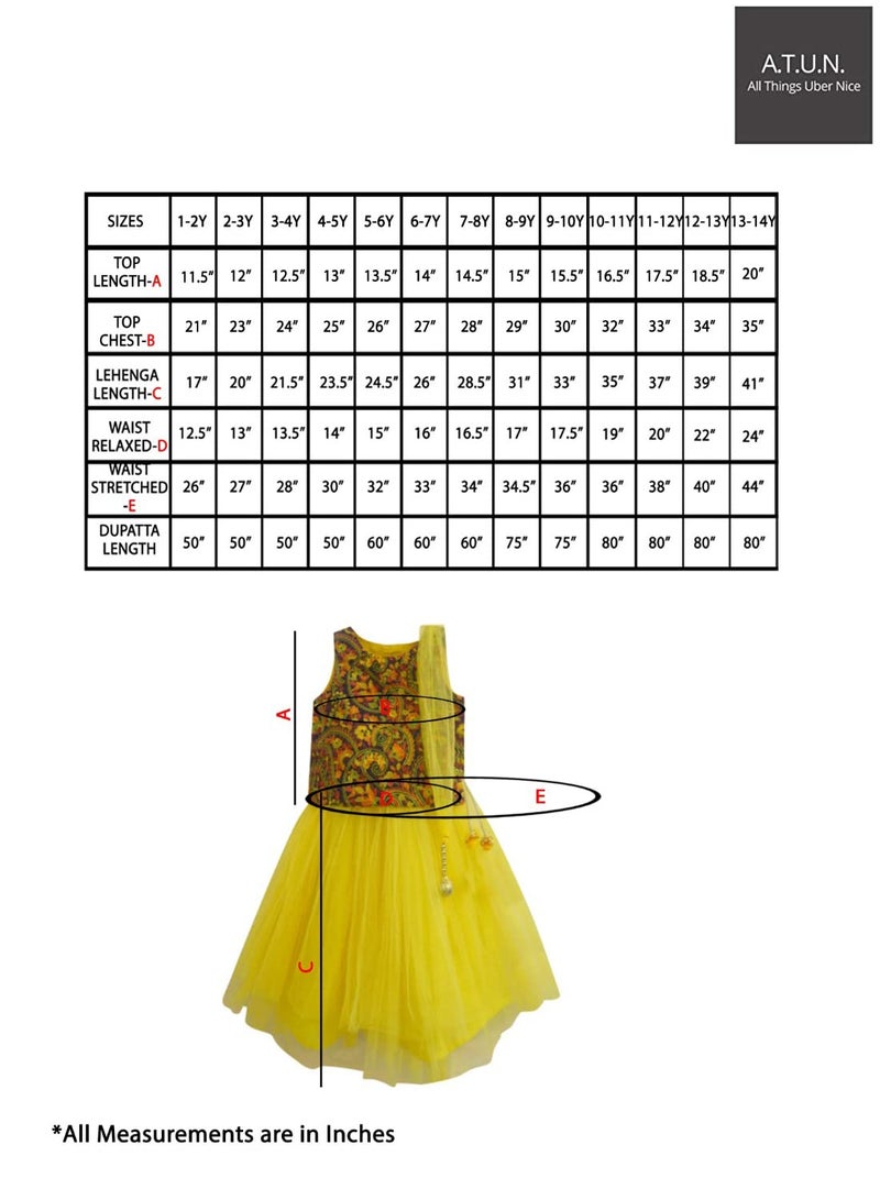 A.T.U.N. (ALL THINGS UBER NICE) Baby-Girls Synthetic Readymade Ghagra Choli And Dupatta Set (Glhg Taf Org_Multi-Orange_1-2 Years) - Image 5
