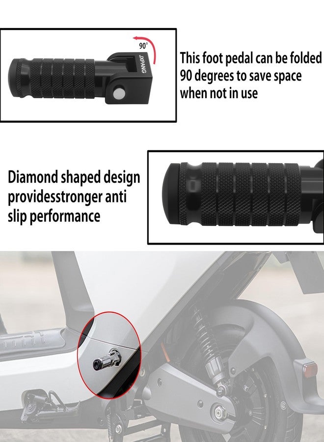 مساند أقدام قابلة للطي للراكبين للدراجات النارية والهوائية من JXPANG، مقاس M8، مساند أقدام خلفية، مساند أقدام للدراجات، فتحة تثبيت 8 مم (أسود) - Image 2