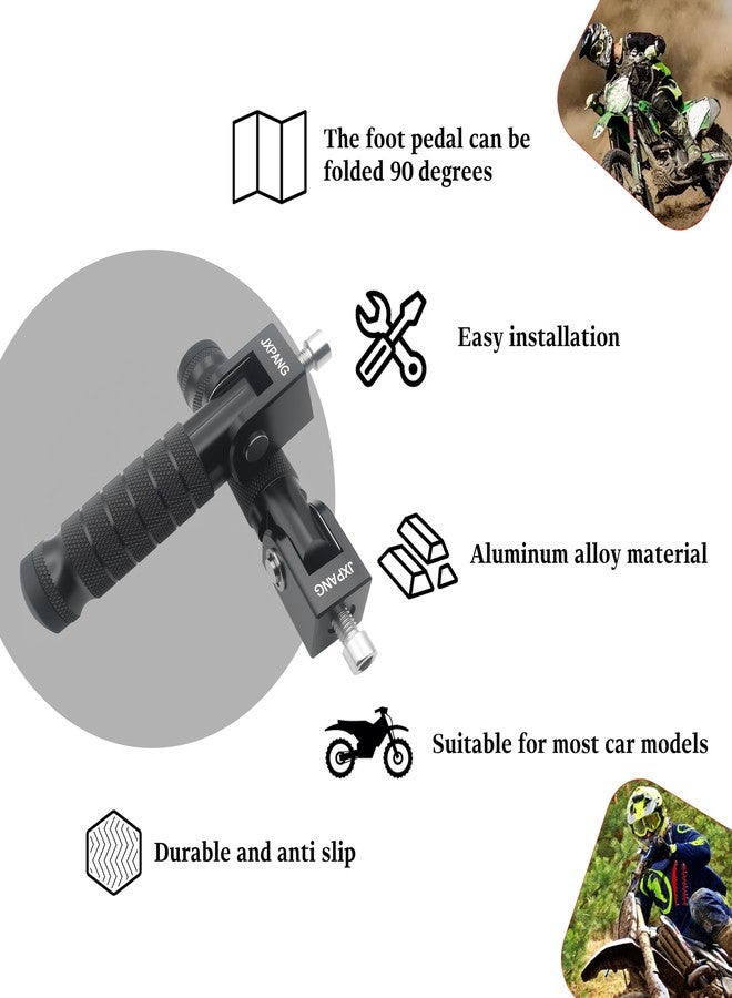 مساند أقدام قابلة للطي للراكبين للدراجات النارية والهوائية من JXPANG، مقاس M8، مساند أقدام خلفية، مساند أقدام للدراجات، فتحة تثبيت 8 مم (أسود) - Image 3