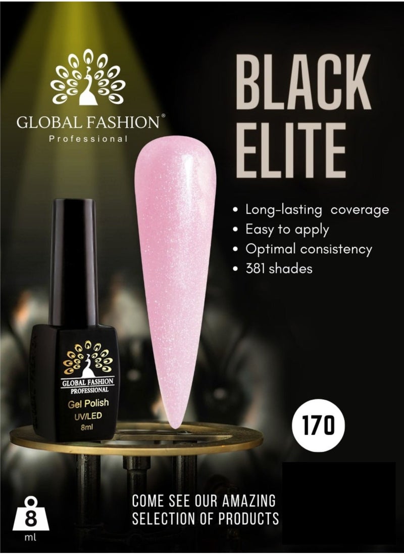 GLOBAL FASHION Global Fashion Black Elite Gel Polish | 132 Colors of Long-Lasting Elegance - 8ml | 170  - Image 2