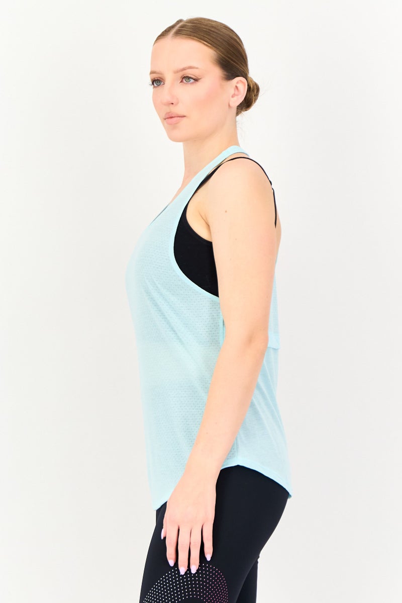 UNDER ARMOUR Women Fitted Sleeveless Training Tank Top, Pastel Blue - Image 4