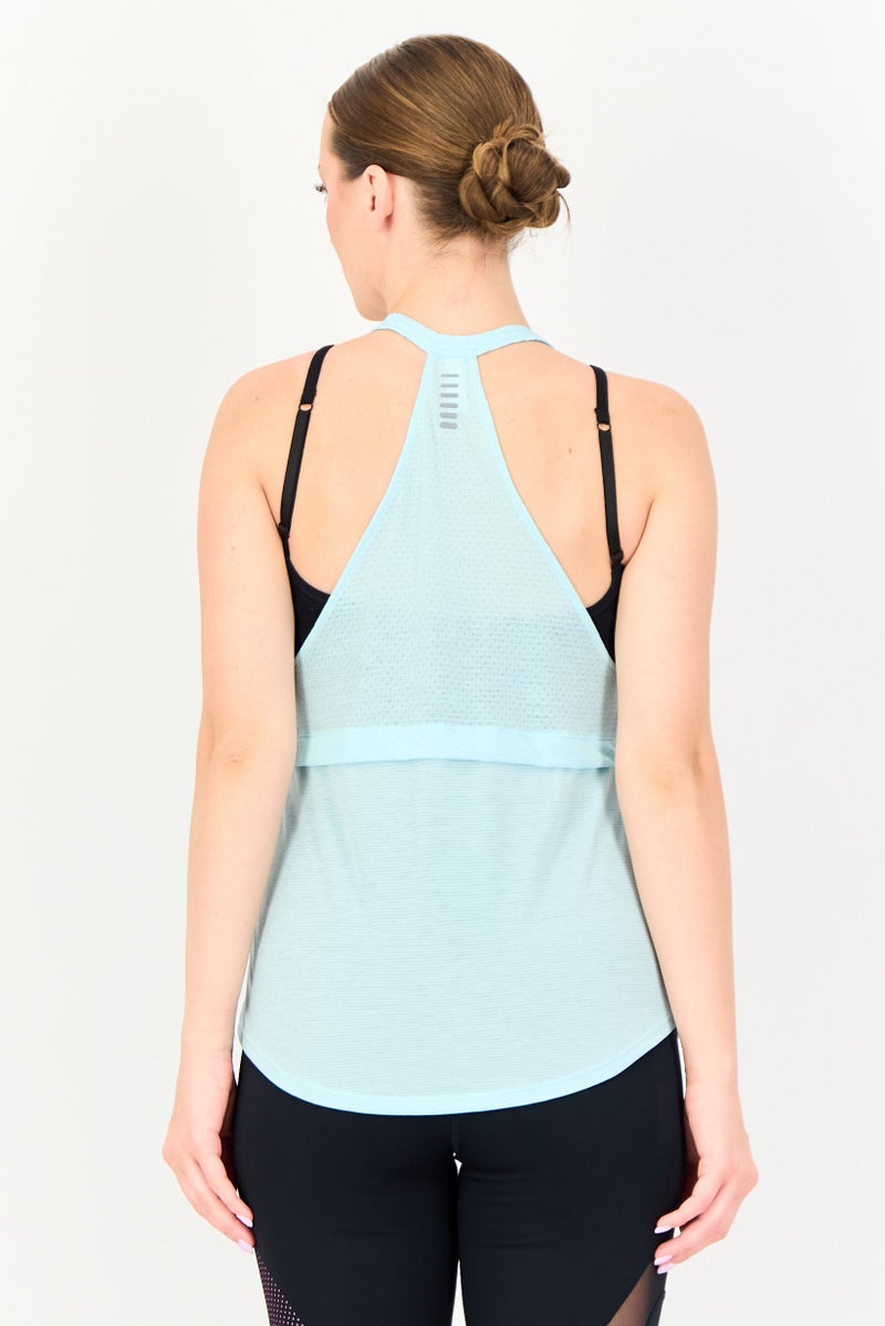 UNDER ARMOUR Women Fitted Sleeveless Training Tank Top, Pastel Blue - Image 2