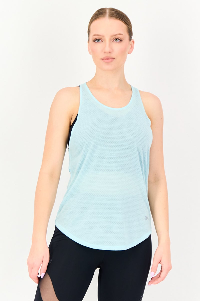 UNDER ARMOUR Women Fitted Sleeveless Training Tank Top, Pastel Blue - Image 1