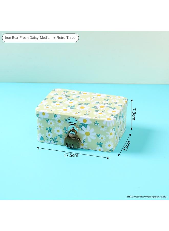 الأزرق جي دبليو صندوق تخزين الحديد الإبداعي مع شهادة القفل ، صندوق تخزين صفيح ، صندوق تغليف صغير جديد ، صندوق هدايا فارغ - Image 1