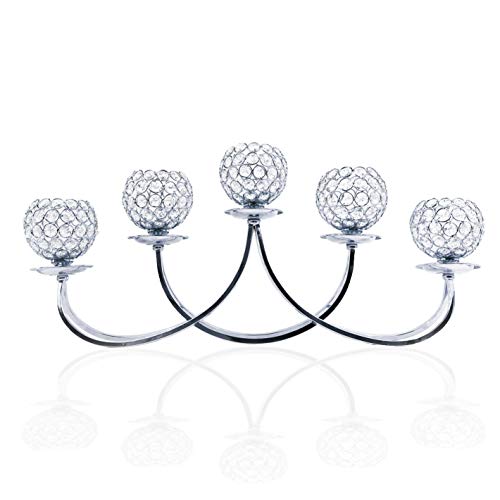 allgala allgala 5-Arm Bowls Tealight Candelabra Candle Holder with Ball Shaped Cup-Silver Chrome Color-HD89017  - Image 2