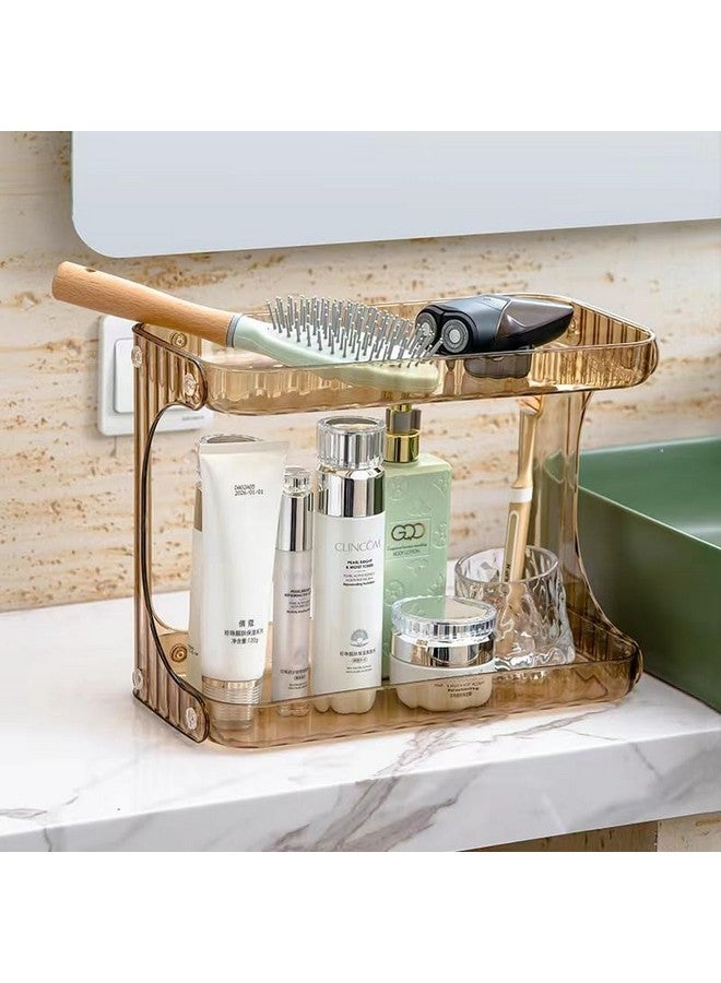 Olpad Acrylic Durable Makeup Organizer for 2 Layer Cosmetics and Lipsticks for Skincare Classic Bathroom Organizer Countertop Vanity Tray Corner Shelf in Dresser and More - Image 1