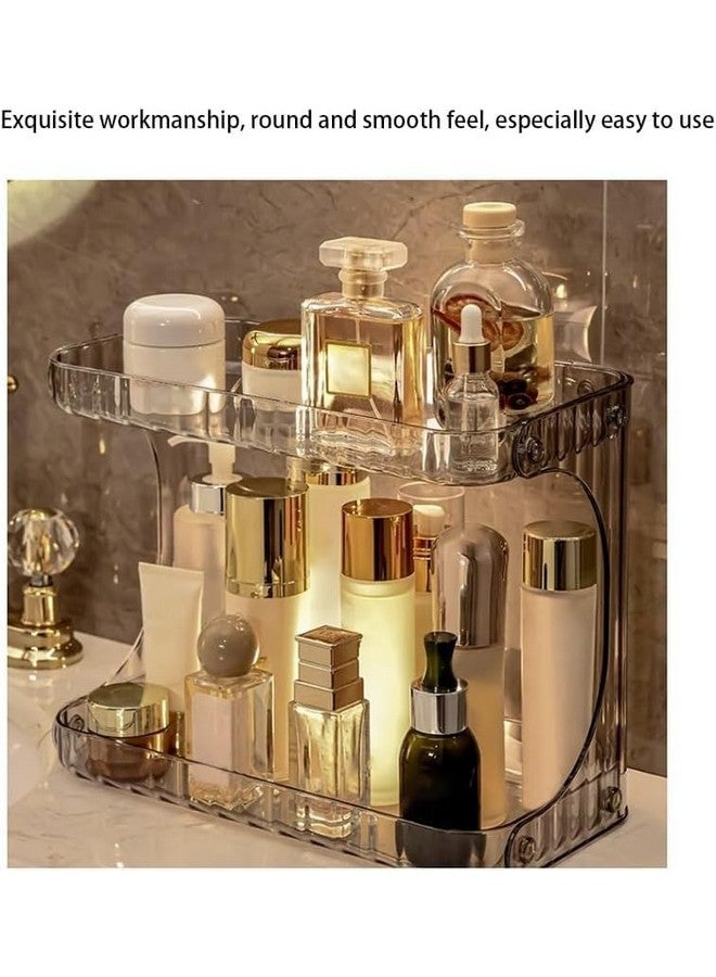 Olpad Acrylic Durable Makeup Organizer for 2 Layer Cosmetics and Lipsticks for Skincare Classic Bathroom Organizer Countertop Vanity Tray Corner Shelf in Dresser and More - Image 4