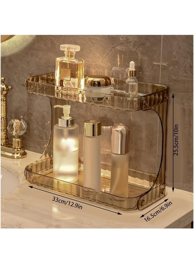 Olpad Acrylic Durable Makeup Organizer for 2 Layer Cosmetics and Lipsticks for Skincare Classic Bathroom Organizer Countertop Vanity Tray Corner Shelf in Dresser and More - Image 2