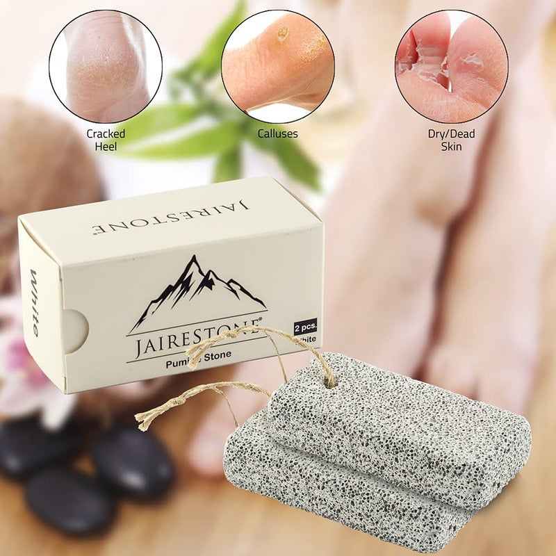 JAIRESTONE Pumice Stone - Callus Remover and Foot Stone Scrubber - Exfoliating Foot Stone Pumice Rock for Hard, Dry and Dead Skin on Heels, Body, Feet (Pack of 2) (White) - Image 2