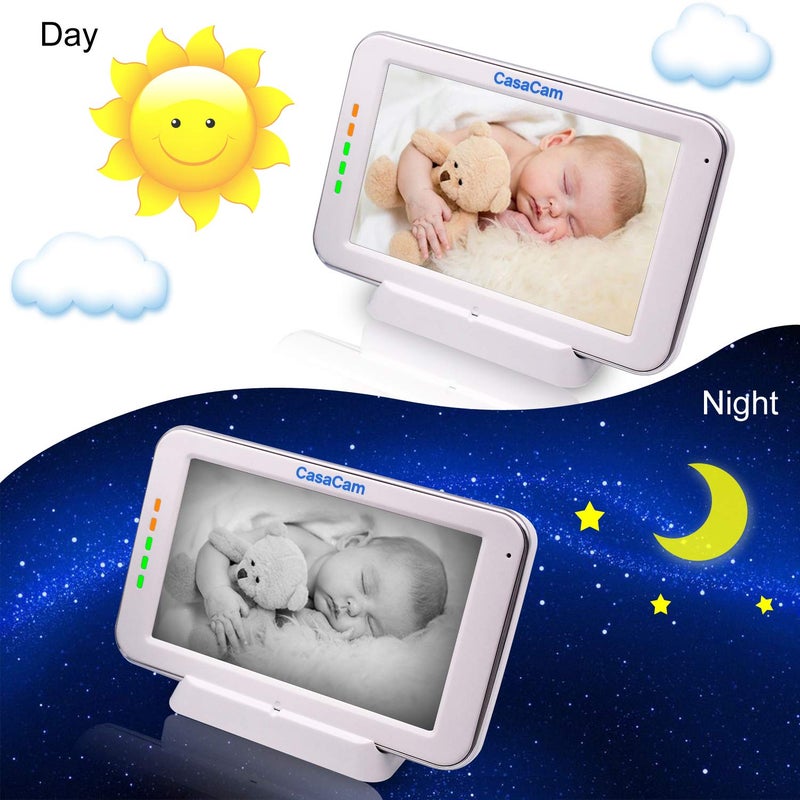 CasaCam BM240 Video Baby Monitor with 5" Touchscreen and HD Clip Camera, Two Way Audio, Lullabies, Nightlight, Automatic Night Vision and Temperature Monitoring Capability - Image 3