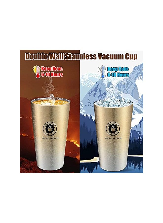 X spring - Coffee Mug 500Ml Stainless Steel Vacuum Insulated Tumbler Antitip No Leak Coffee Travel Mug With Handle Reusable Coffee Thermos Cup For Hot Cold Drinks (Gold) - Image 1