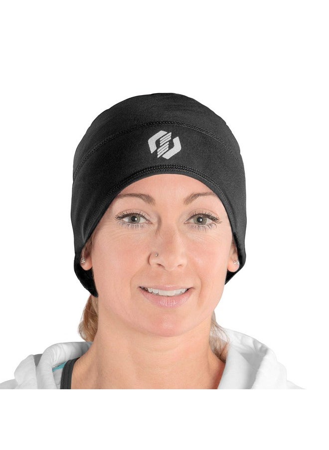 SLS3 - Running Beanie With Ponytail Hole Ponytail Beanies For Women Thin Reflective Womens Running Hat For Winter & Cold Weather (Blackbright Rose) - Image 1