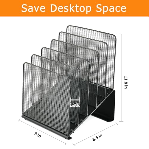 LEKETREE File Organizer for Desk File Folder Organizer with 5Section Vertical Rack Suitable for Home Office Document Organization and StorageBlack - Image 3