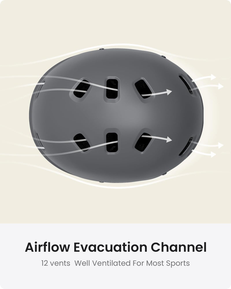 OutdoorMaster Skateboard Cycling Helmet - Two Removable Liners Ventilation Multi-Sport Scooter Roller Skate Inline Skating Rollerblading for Kids, Youth & Adults - M - Grey - Image 4