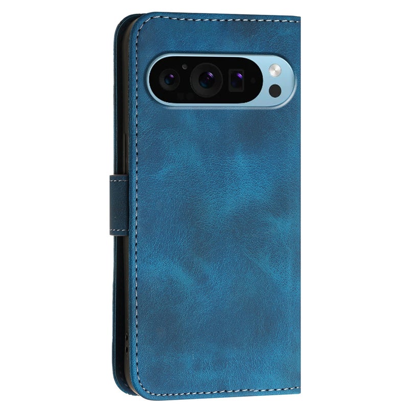 HuHa Protective Cover For Google Pixel 9 / 9 Pro Grid Butterfly Embossed Pattern Leather Phone Case with Lanyard(Dark Blue) - Image 3