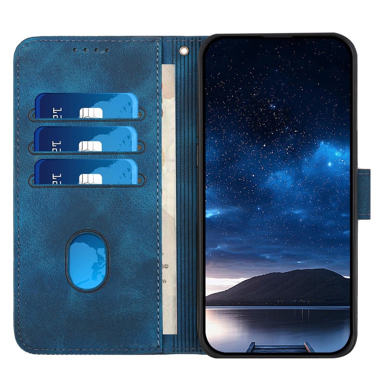 HuHa Protective Cover For Google Pixel 9 / 9 Pro Grid Butterfly Embossed Pattern Leather Phone Case with Lanyard(Dark Blue) - Image 4