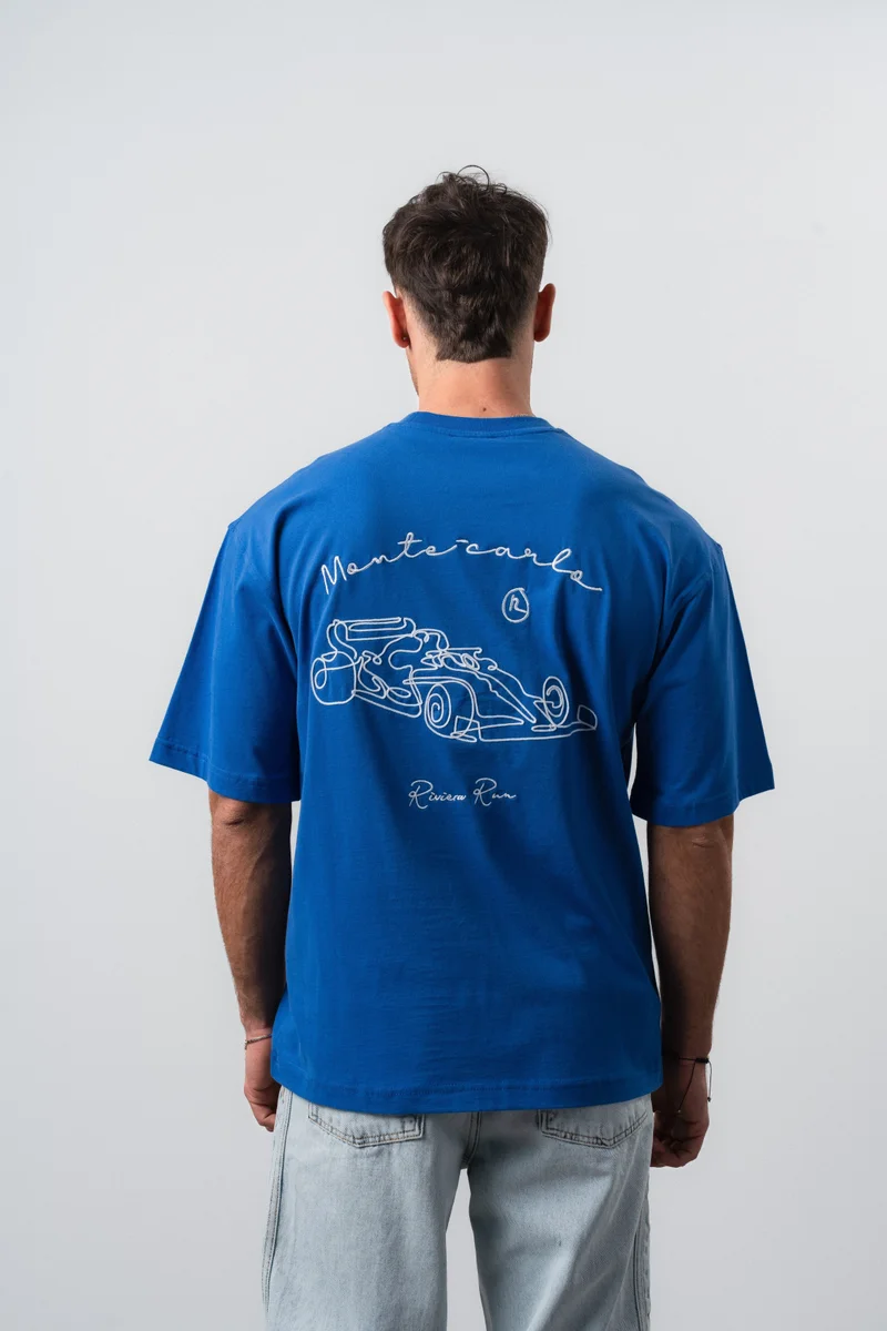 Respire Men's Riviera Embroidered Oversize T-Shirt, Blue
