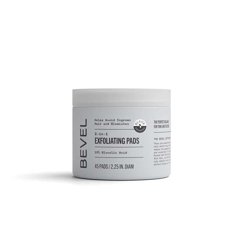 Bevel 10% Glycolic Acid Toner Pads for Face, Helps Remove Dead Skin Cells and Reduce Ingrown Hairs for Even Skin Tone and Texture, 45 Count (Packaging May Vary) - Image 1