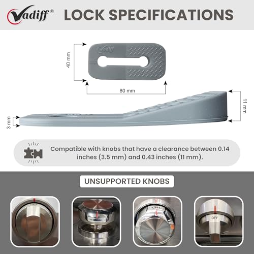 Vadiff 2025 Mom's Choice Winner- Gas Stove Knob Locks - Gray Silicone Stove Knob Safety Covers for Toddlers, Pets - Child Proof Universal Size Knobs - Baby Proofing Protectors for Electric Stoves- 5Pcs - Image 5