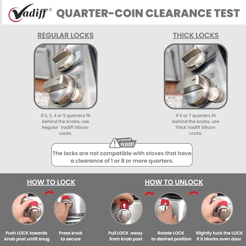 Vadiff 2025 Mom's Choice Winner- Gas Stove Knob Locks - Gray Silicone Stove Knob Safety Covers for Toddlers, Pets - Child Proof Universal Size Knobs - Baby Proofing Protectors for Electric Stoves- 5Pcs - Image 4