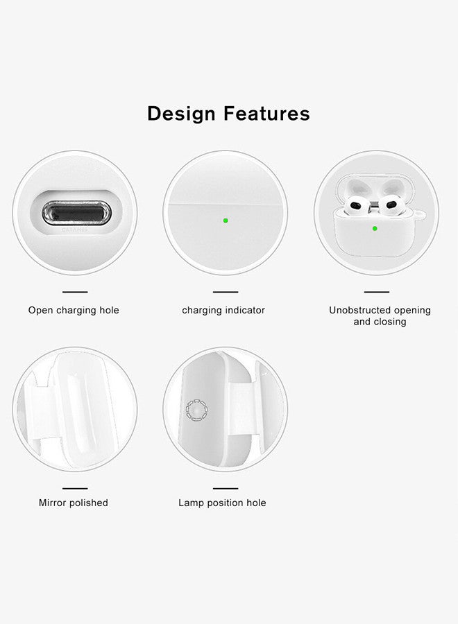 CATANES (for Airpods 3) Soft Silicone Skin Case Cover with Keychain for AirPods 3rd Generation Charging Case Cover,Ultrathin Thick Protective Case White  - Image 5