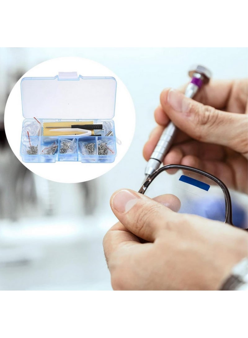500-Piece Comprehensive Eyeglasses Sunglasses Repair Kit with Screws Screwdrivers Nose Pads Cleaning Cloth Tweezers for Glasses Sunglasses Watch Maintenance  - Image 2