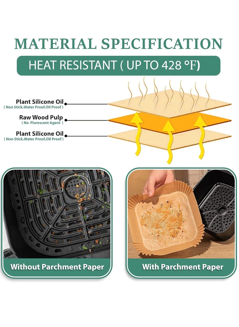 Toko 100 Pc Square & 100 Pc Round Air Fryer Paper Liners | 20 Cm Non-Stick Disposable Liners | 7.9 Inch Parchment Paper for Air Fryer | Bundle for Square & Round Air Fryers  - Image 5
