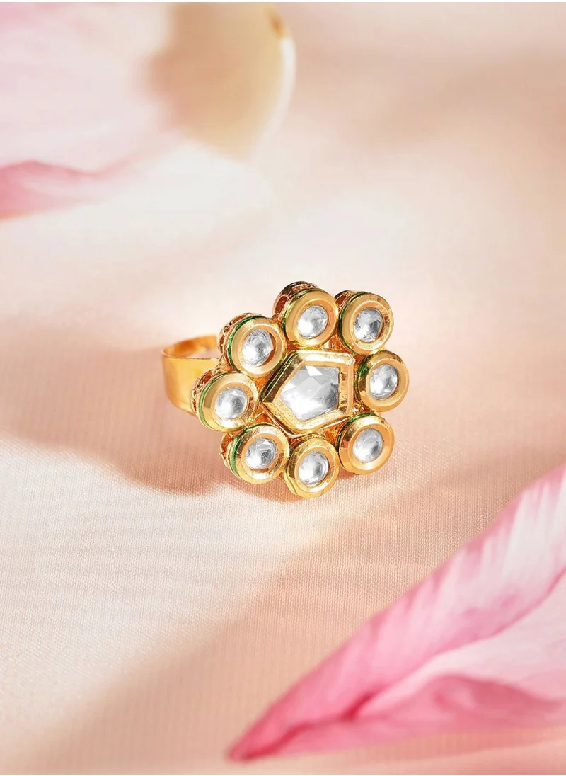 برياسي Plated Kundan Studded Finger Ring