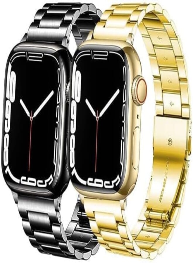 Next Store 2 Pack Stainless Steel Metal Watch Band for iWatch Bands for Men Women, Stainless Steel Metal Watch Band for iWatch Series 1/2/3/4/5/6/7/8/9/Ultra/Ultra2 42mm/44mm/45mm/49mm