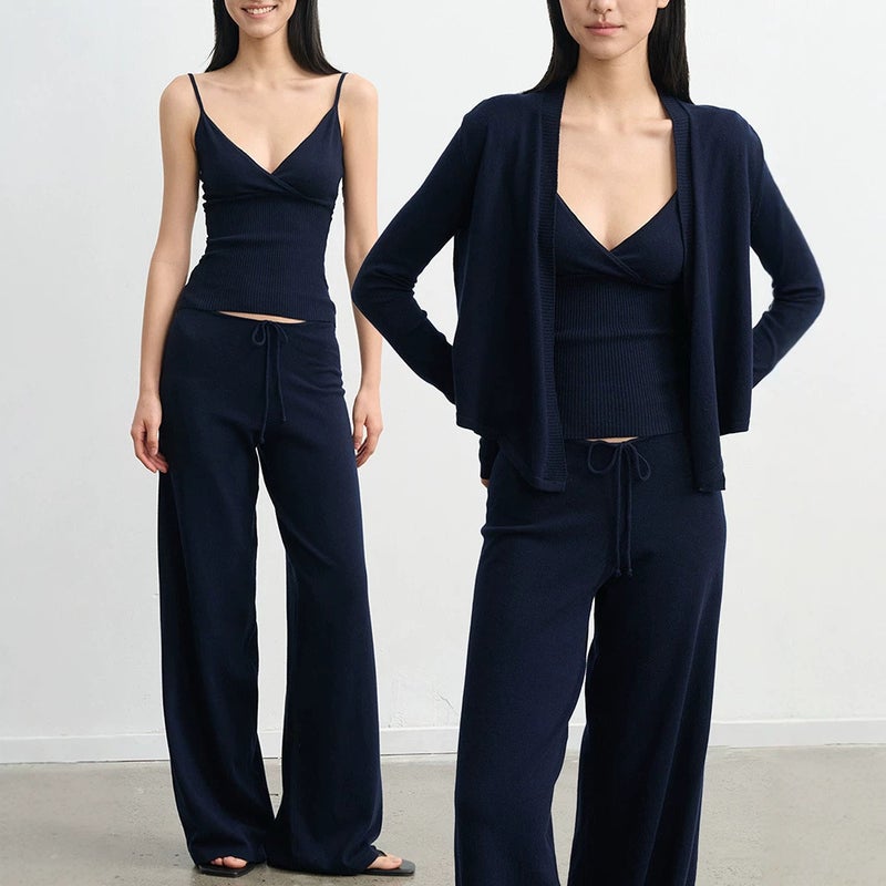 Women's Knit Camisole Top and Wide-Leg Pants Set - Image 1