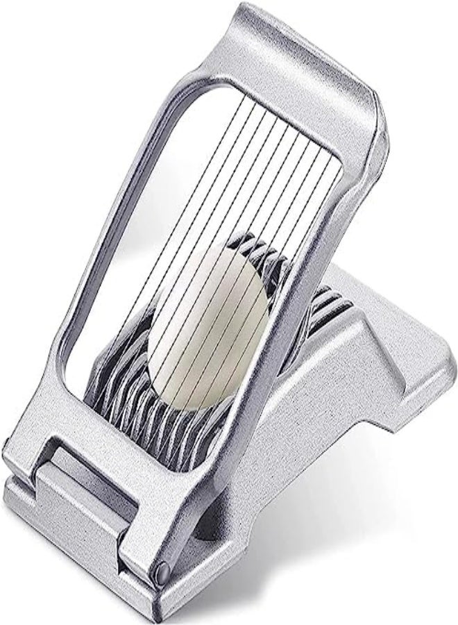 AKDC Egg Slicer, Heavy Duty Metal Egg Slicer Cutter For Hard Boiled Eggs, Dishwasher Safe & Easy To Clean, Manual Slicer Made Of Stainless Steel For Egg Strawberry Mushroom Soft Fruit, Silver - Image 1