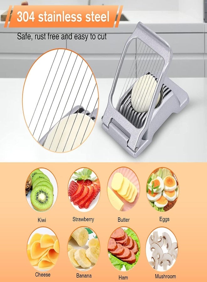 AKDC Egg Slicer, Heavy Duty Metal Egg Slicer Cutter For Hard Boiled Eggs, Dishwasher Safe & Easy To Clean, Manual Slicer Made Of Stainless Steel For Egg Strawberry Mushroom Soft Fruit, Silver - Image 2