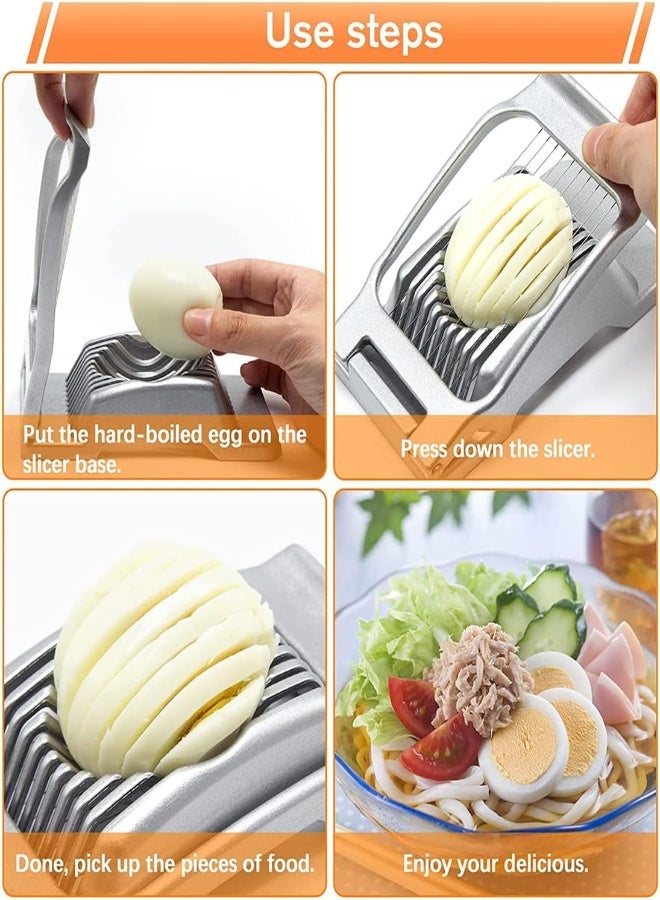 AKDC Egg Slicer, Heavy Duty Metal Egg Slicer Cutter For Hard Boiled Eggs, Dishwasher Safe & Easy To Clean, Manual Slicer Made Of Stainless Steel For Egg Strawberry Mushroom Soft Fruit, Silver - Image 5