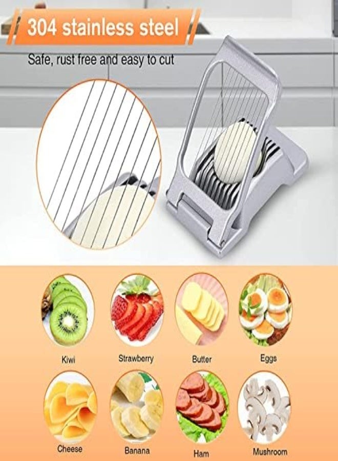 AKDC Egg Slicer, Heavy Duty Metal Egg Slicer Cutter For Hard Boiled Eggs, Dishwasher Safe & Easy To Clean, Manual Slicer Made Of Stainless Steel For Egg Strawberry Mushroom Soft Fruit, Silver - Image 3