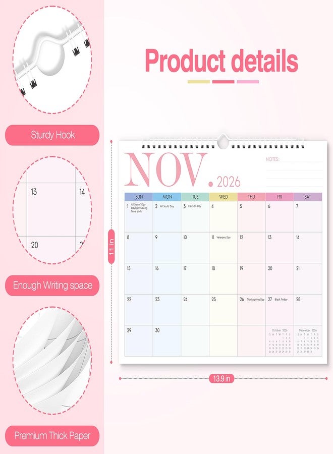Zuozee Wall Calendar 2026-2027, 2026 Calendar Wall -14" x 11" - 24 Monthly Calendar Runs from January 2026 Until December 2027, 2026 Calendar for Office, Home and School - Image 3