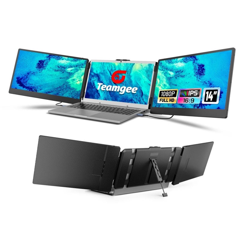 تيم جيي تيم جي موسع شاشة لابتوب مزدوجة 14 بوصة FHD 1080P شاشة محمولة قابلة للطي بمنافذ USB-C و HDMI، متوافق مع لابتوبات 13-17.3 بوصة ويندوز وماك وأندرويد وسويتش وبلايستيشن 5 - Image 1