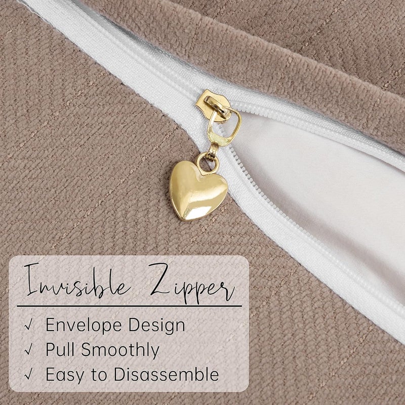 ZWJD Khaki Pillow Covers 12x20 Set of 2 Chenille Throw Pillow Covers with Elegant Design Soft and Luxurious Decorative Throw Pillows for Couch, Bed, and Home Decor - Image 3