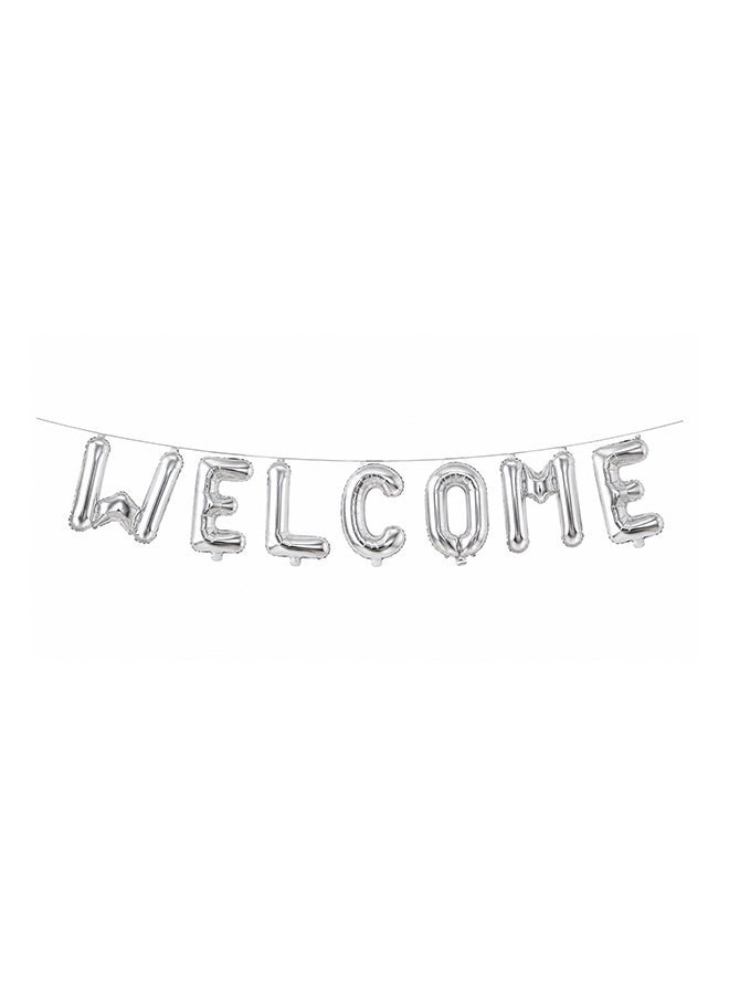 Toy Land Welcome Silver Foil Letter Balloon Banner 16 Inch | Air Fill Only | Party Decoration Banner | Single Piece - Image 2