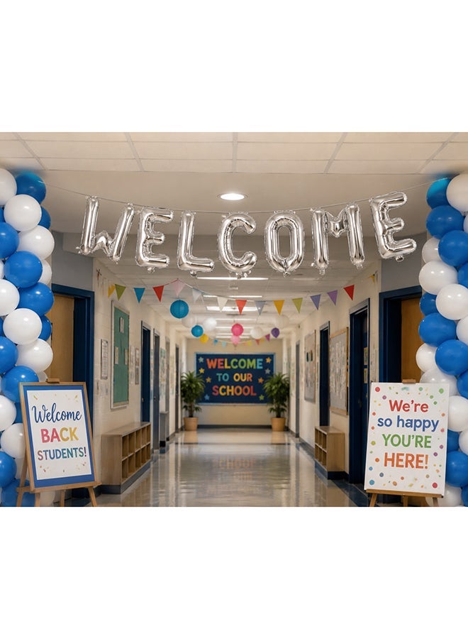 Toy Land Welcome Silver Foil Letter Balloon Banner 16 Inch | Air Fill Only | Party Decoration Banner | Single Piece - Image 1