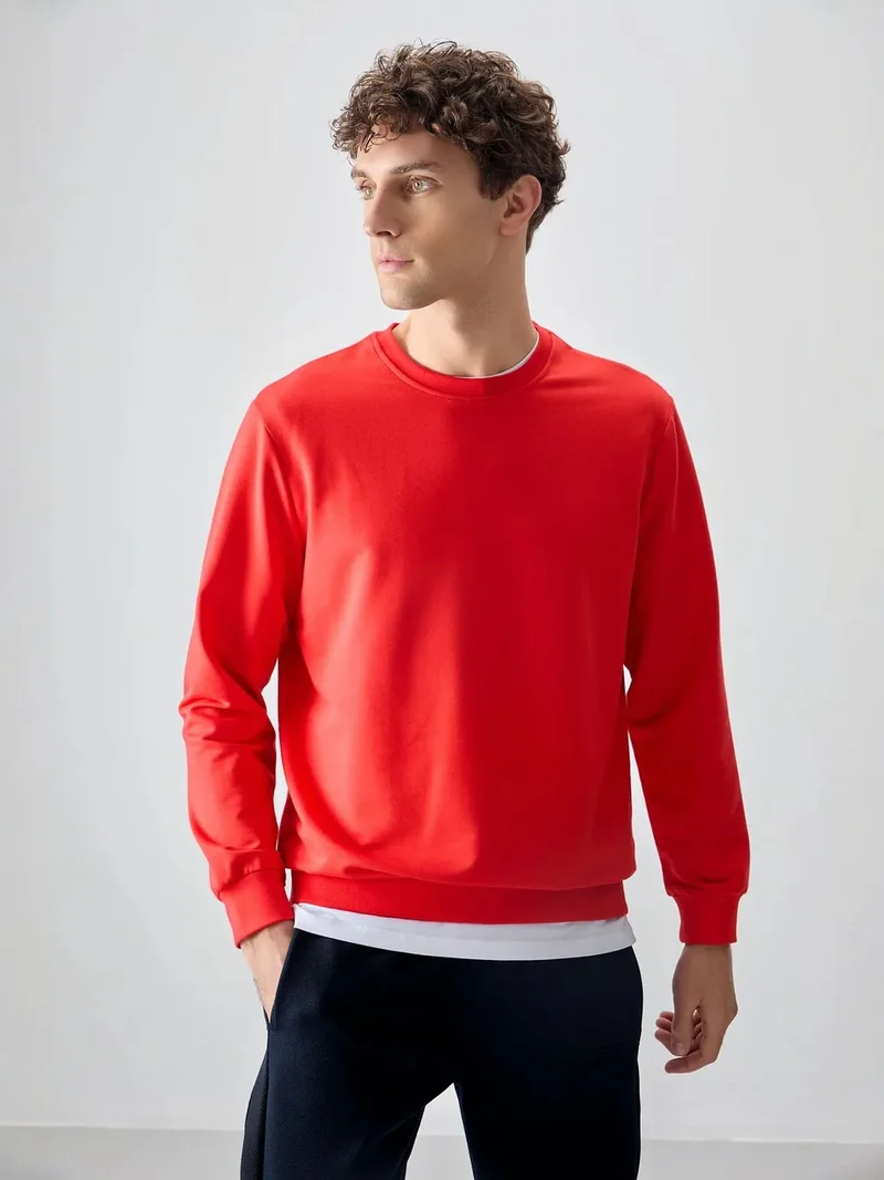TOMMYLIFE TOMMY Men's Plain Crew Neck Sweatshirt