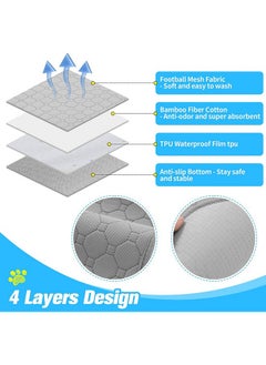 BINGPET Waterproof Dog Food Mat NonSlip 2 Pcs,24" X 16" AntiSlipextra Large Dog Food Mat For 2 Pack Dog Bowls,Absorbent Pet Feeding Mats Washable Pee Pads For Puppies Cats,Bone & Paw Pattern  - Image 3