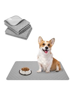 BINGPET Waterproof Dog Food Mat NonSlip 2 Pcs,24" X 16" AntiSlipextra Large Dog Food Mat For 2 Pack Dog Bowls,Absorbent Pet Feeding Mats Washable Pee Pads For Puppies Cats,Bone & Paw Pattern  - Image 1