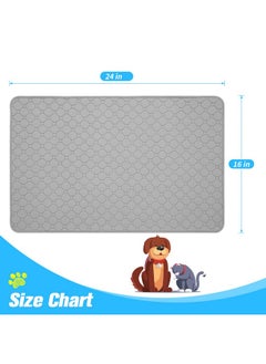 BINGPET Waterproof Dog Food Mat NonSlip 2 Pcs,24" X 16" AntiSlipextra Large Dog Food Mat For 2 Pack Dog Bowls,Absorbent Pet Feeding Mats Washable Pee Pads For Puppies Cats,Bone & Paw Pattern  - Image 2